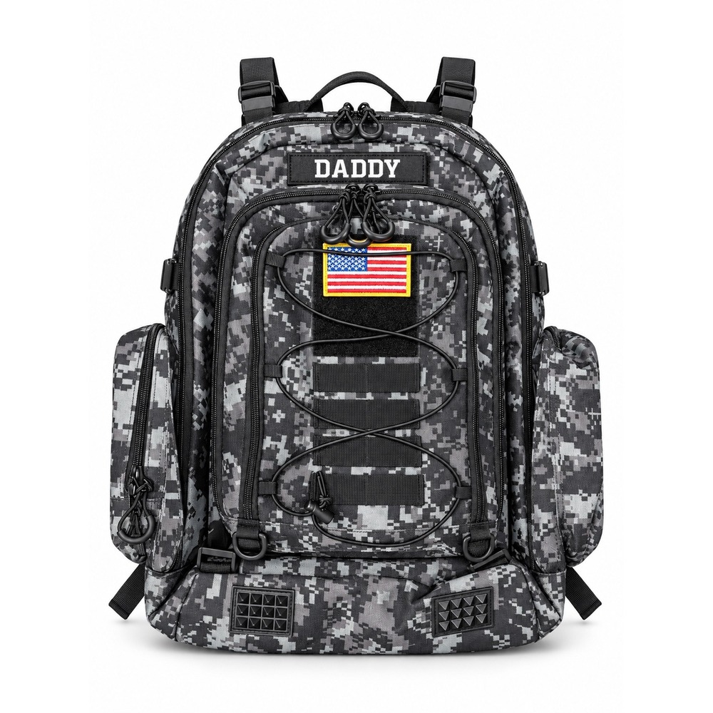 HighSpeedDaddy Snow Camo Tactical Diaper Backpack 25L Changing Pad Travel Bag XL